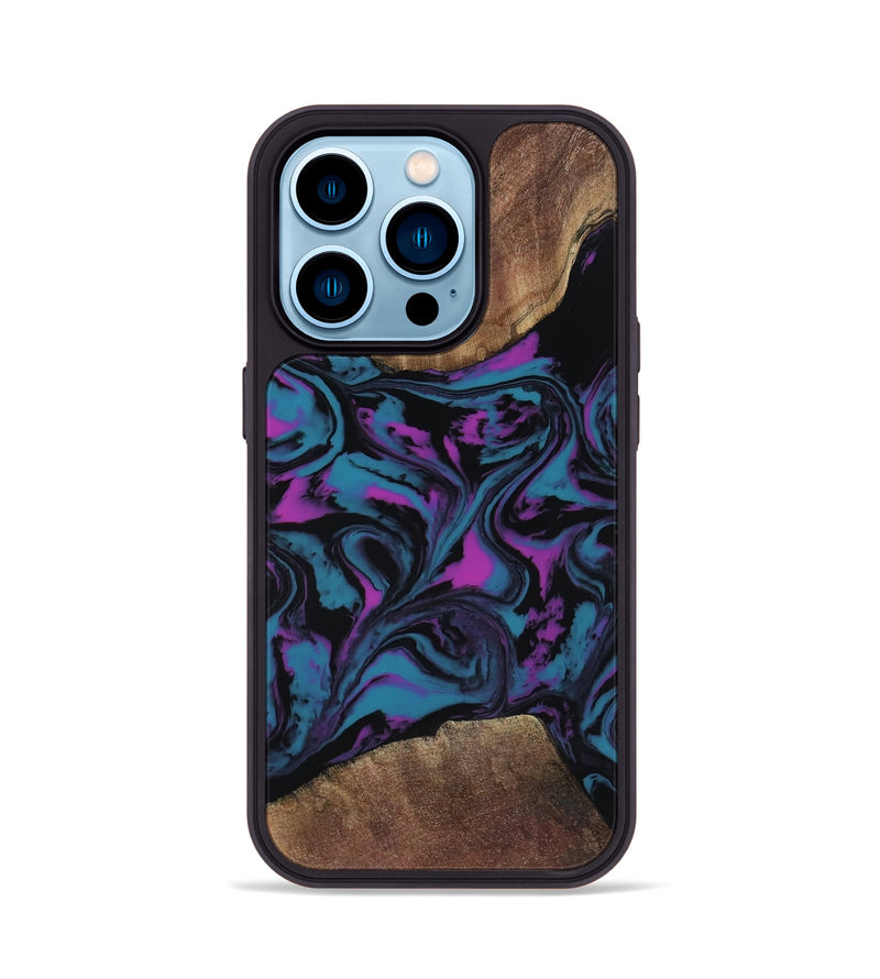 iPhone 14 Pro Wood Phone Case - Travis (Purple, 818470)