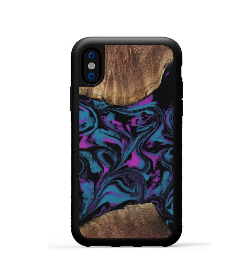 iPhone Xs Wood Phone Case - Travis (Purple, 818470)