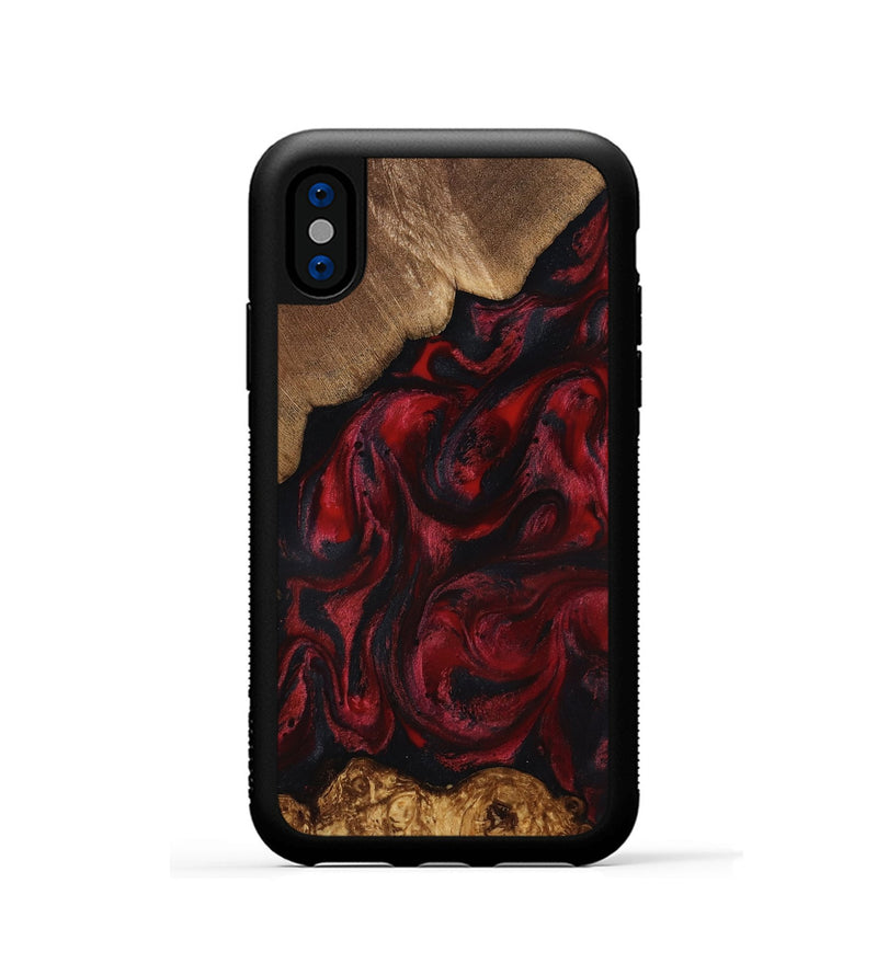 iPhone Xs Wood Phone Case - Sol (Red, 818473)
