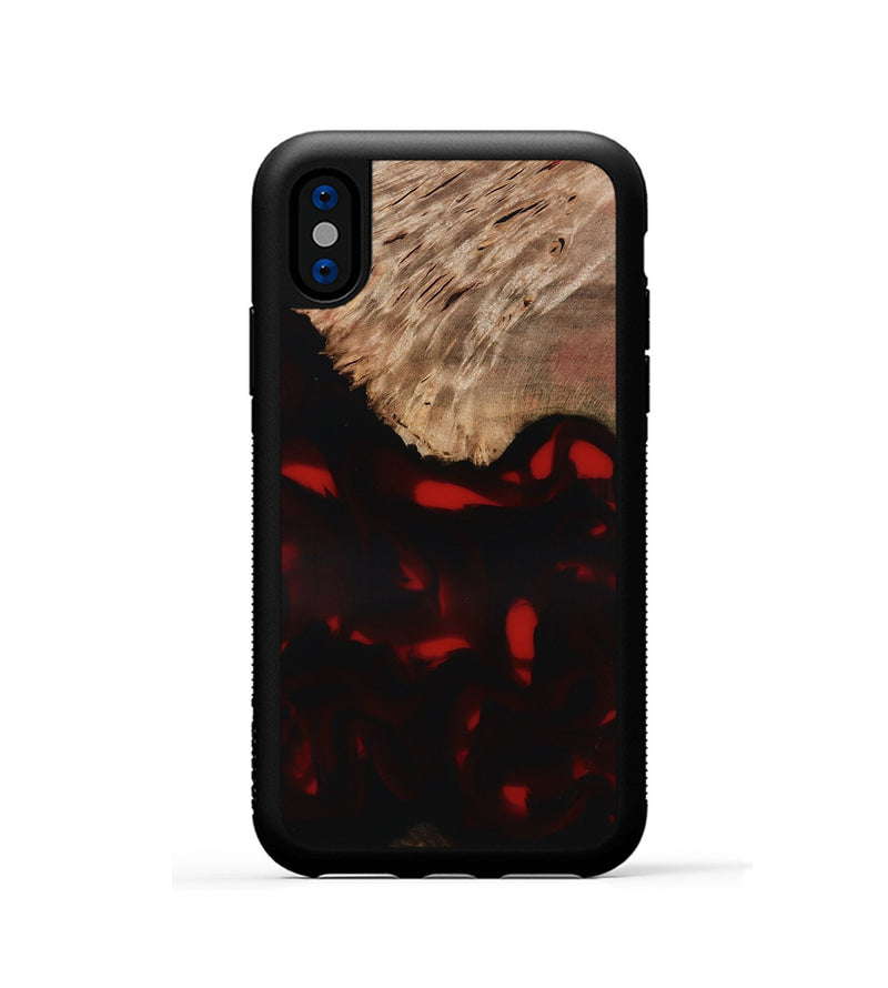 iPhone Xs Wood Phone Case - Brea (Red, 818474)