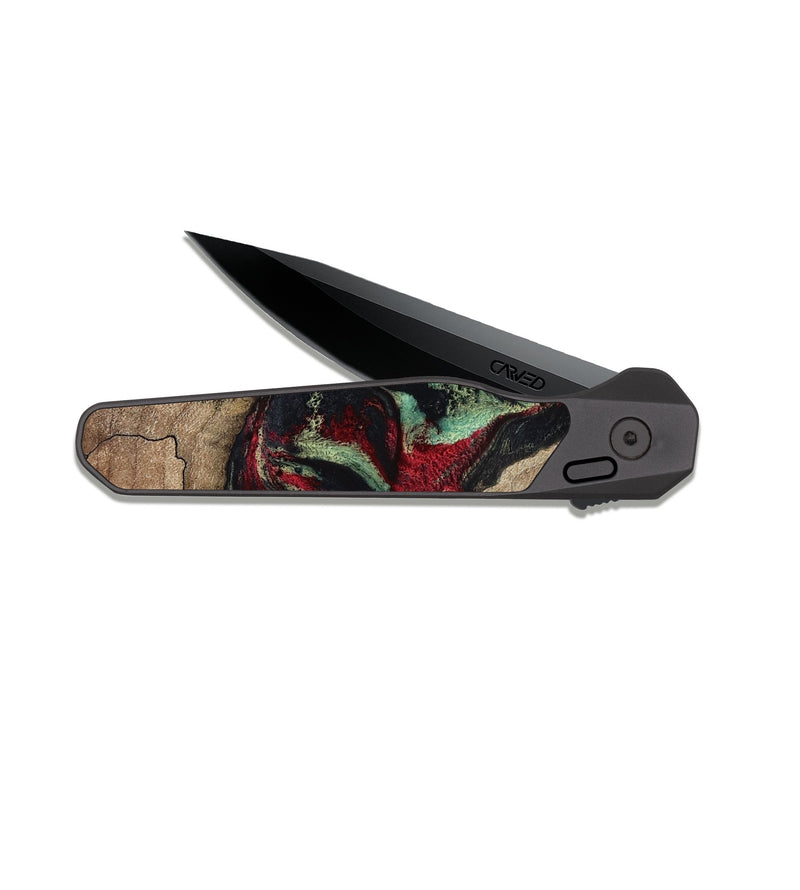 EDC Dark Slate Wood Pocket Knife - Michell (Red, 818476)