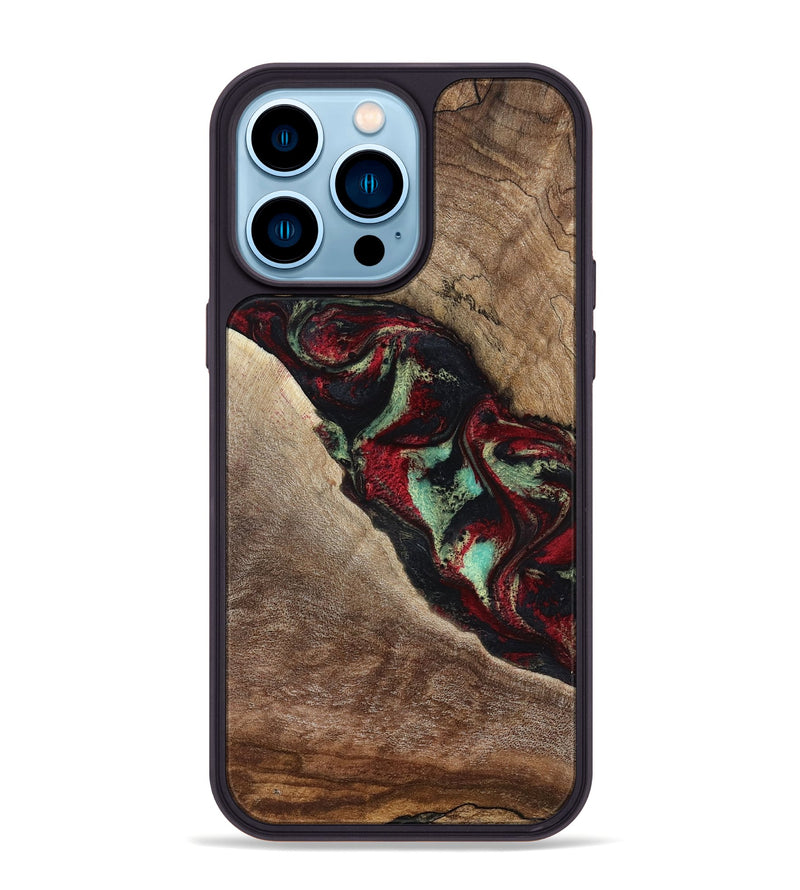 iPhone 14 Pro Max Wood Phone Case - Michell (Red, 818476)