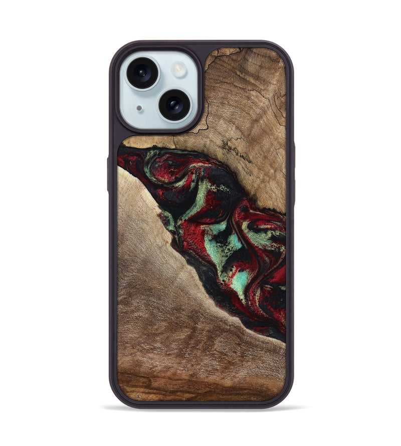iPhone 15 Wood Phone Case - Michell (Red, 818476)