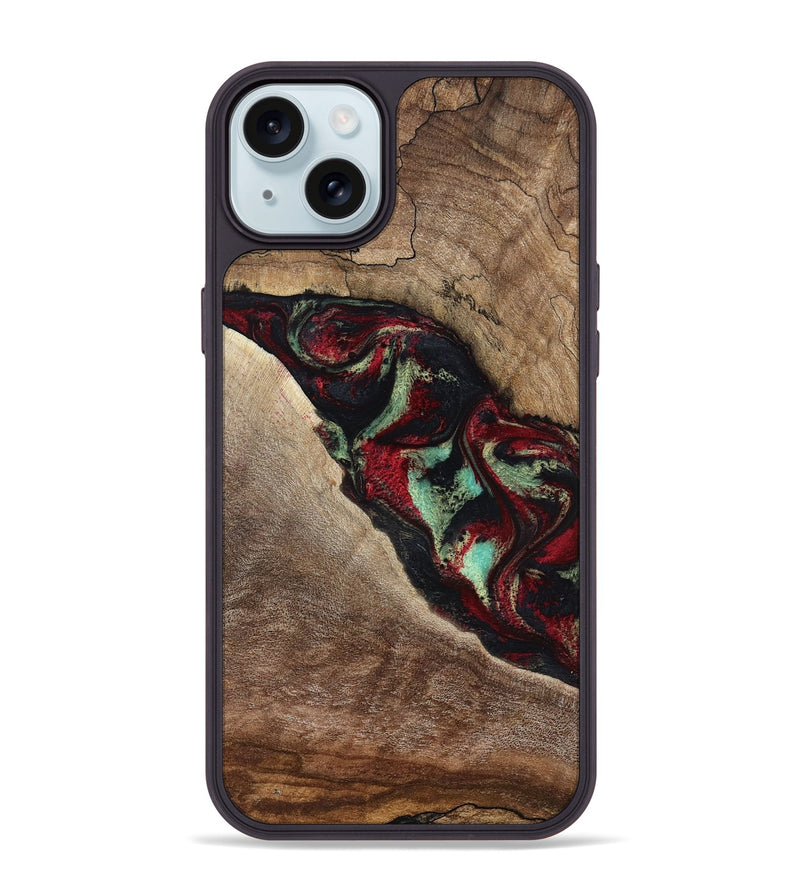 iPhone 15 Plus Wood Phone Case - Michell (Red, 818476)