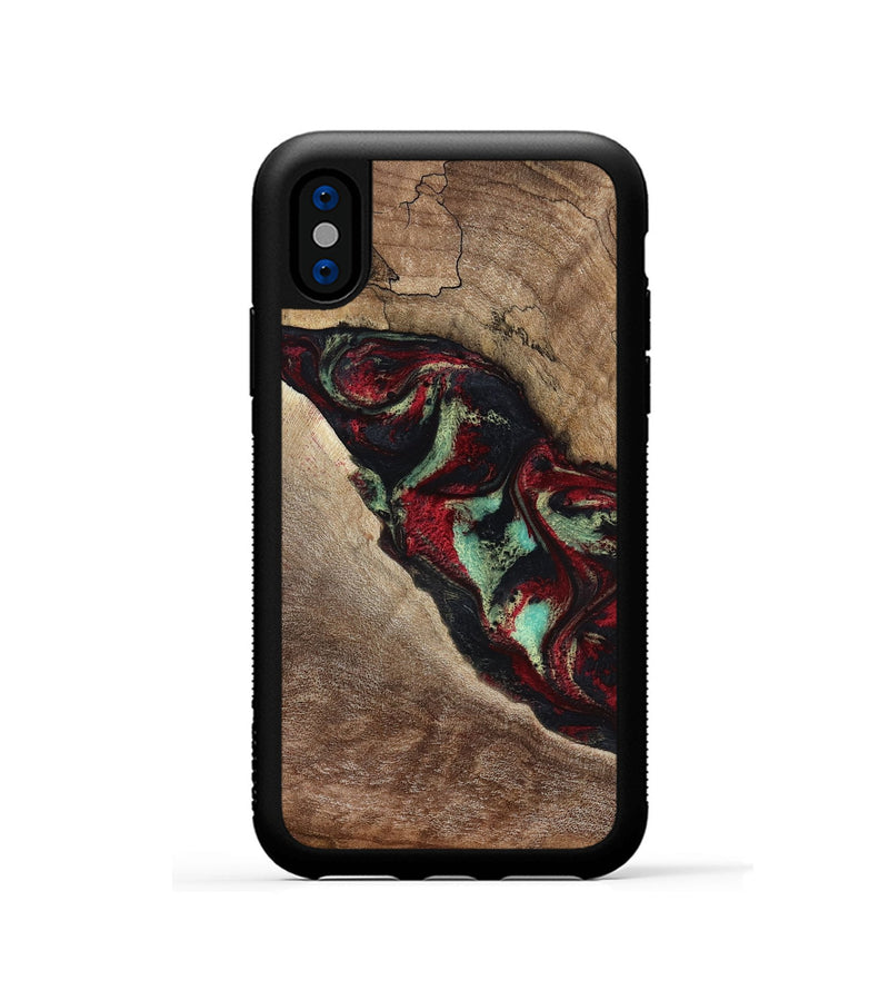 iPhone Xs Wood Phone Case - Michell (Red, 818476)
