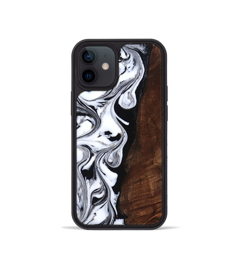 iPhone 12 mini Wood Phone Case - Blair (Black & White, 818477)