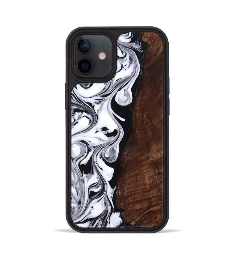 iPhone 12 Wood Phone Case - Blair (Black & White, 818477)