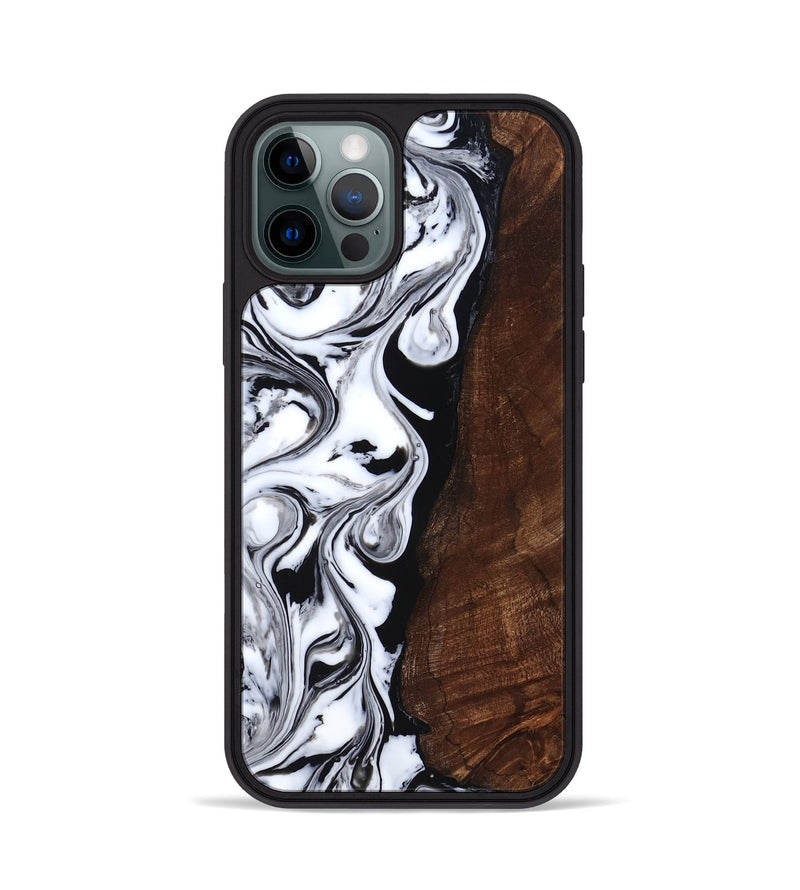 iPhone 12 Pro Wood Phone Case - Blair (Black & White, 818477)