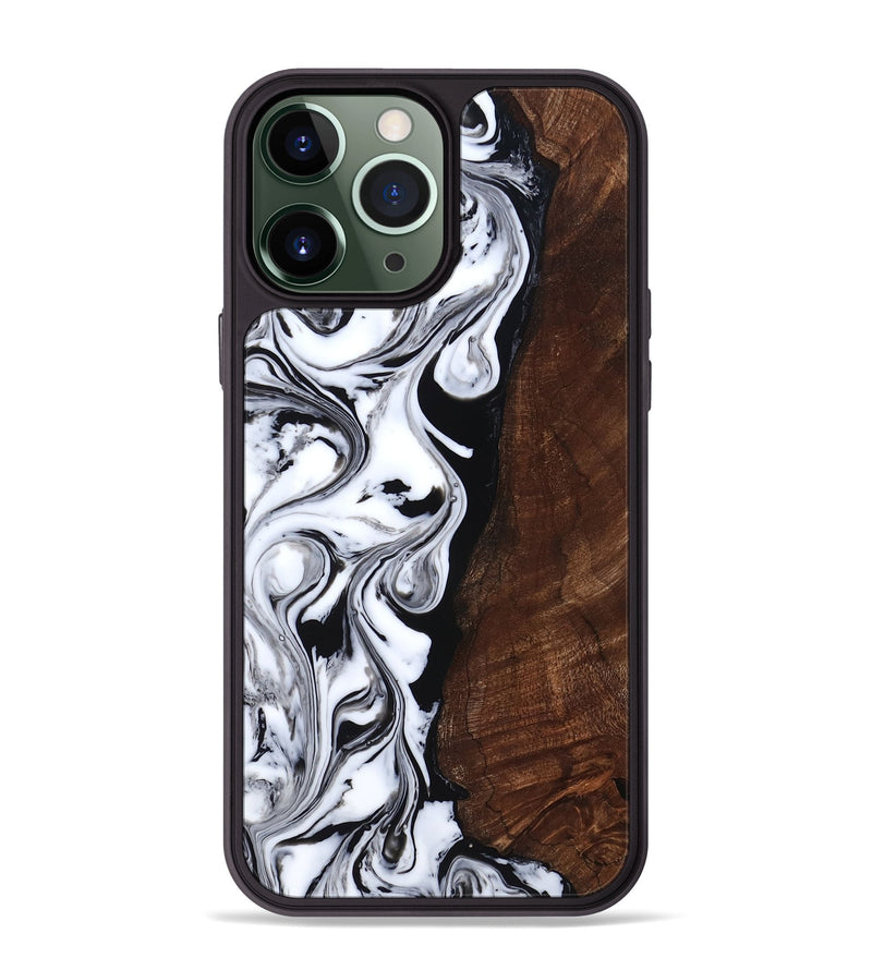 iPhone 13 Pro Max Wood Phone Case - Blair (Black & White, 818477)