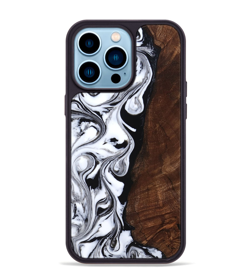 iPhone 14 Pro Max Wood Phone Case - Blair (Black & White, 818477)