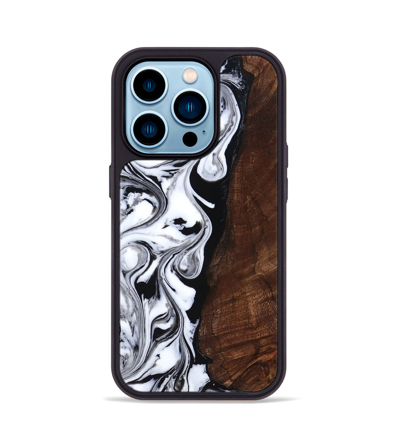 iPhone 14 Pro Wood Phone Case - Blair (Black & White, 818477)