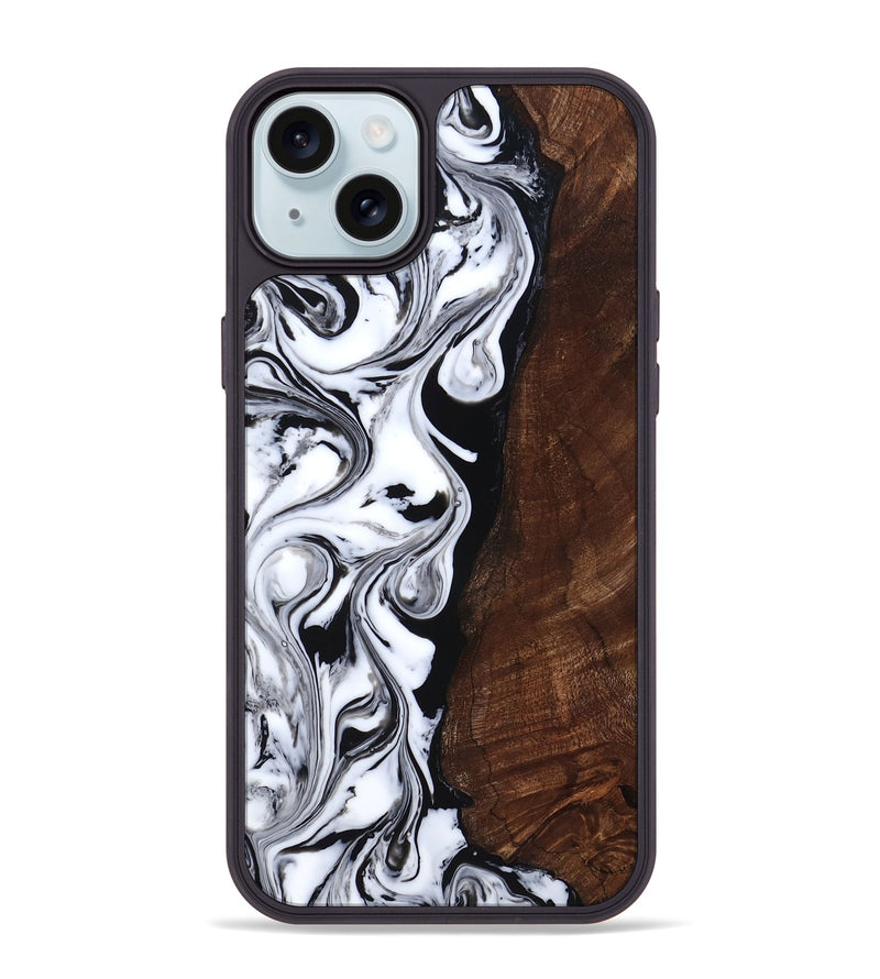 iPhone 15 Plus Wood Phone Case - Blair (Black & White, 818477)