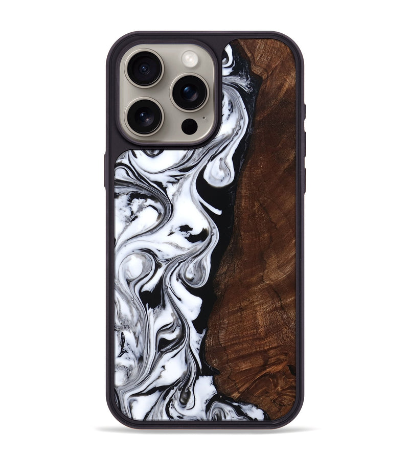 iPhone 15 Pro Max Wood Phone Case - Blair (Black & White, 818477)