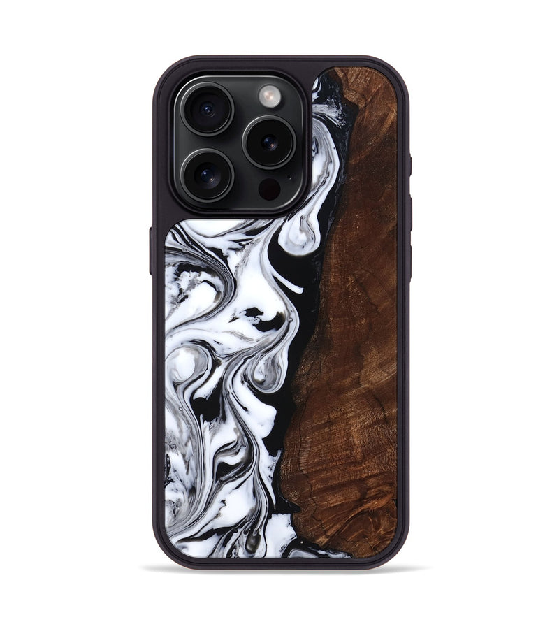iPhone 15 Pro Wood Phone Case - Blair (Black & White, 818477)