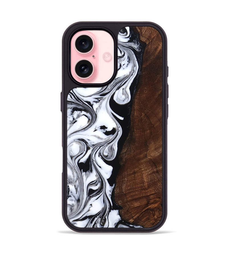 iPhone 16 Wood Phone Case - Blair (Black & White, 818477)