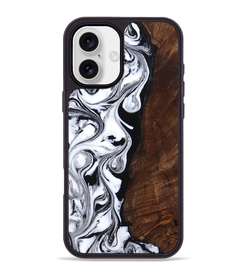 iPhone 16 Plus Wood Phone Case - Blair (Black & White, 818477)