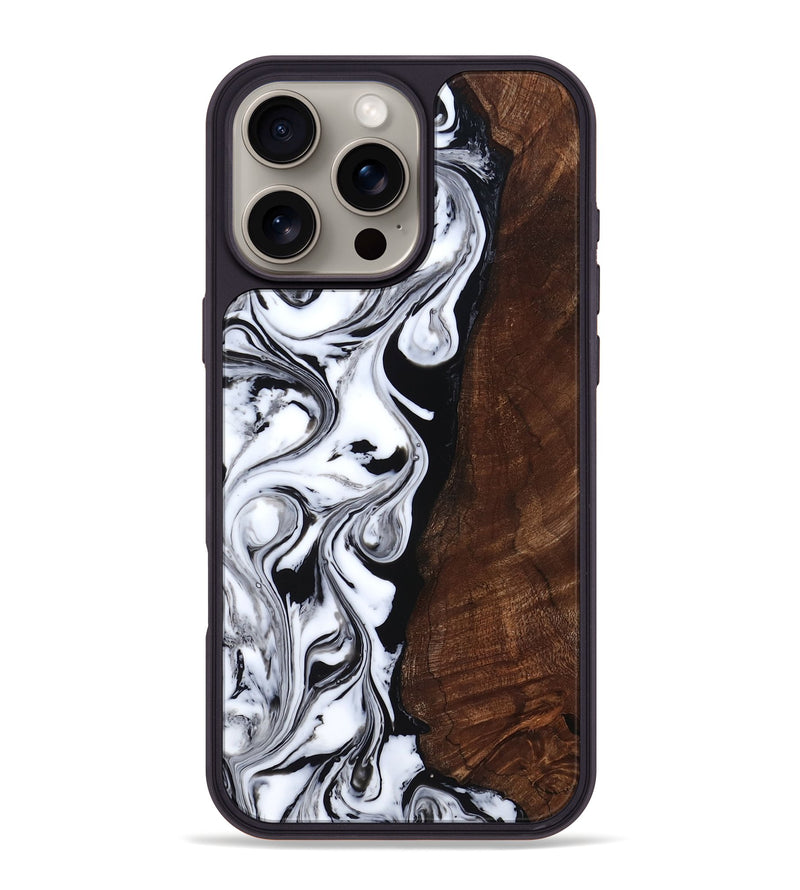 iPhone 16 Pro Max Wood Phone Case - Blair (Black & White, 818477)