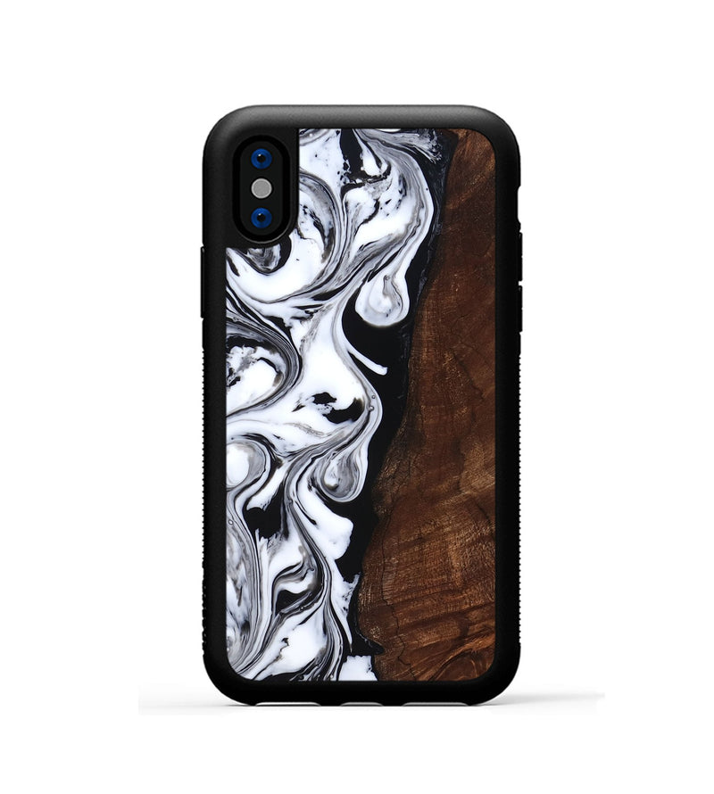 iPhone Xs Wood Phone Case - Blair (Black & White, 818477)