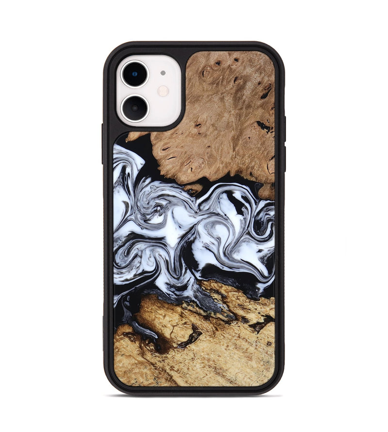 iPhone 11 Wood Phone Case - Aditya (Black & White, 818478)