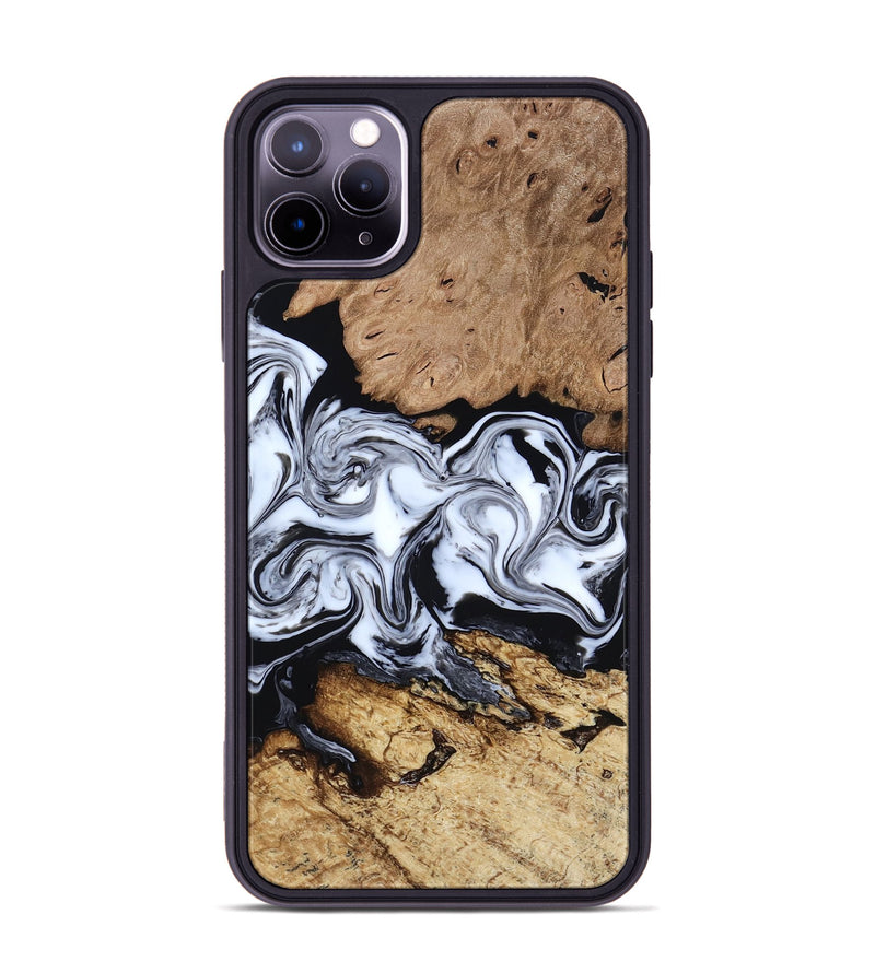 iPhone 11 Pro Max Wood Phone Case - Aditya (Black & White, 818478)