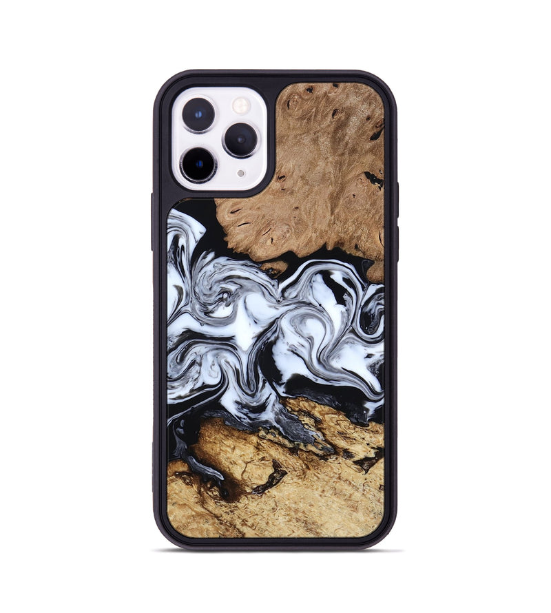 iPhone 11 Pro Wood Phone Case - Aditya (Black & White, 818478)