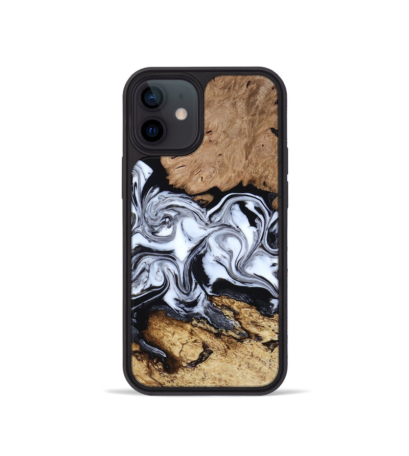 iPhone 12 mini Wood Phone Case - Aditya (Black & White, 818478)