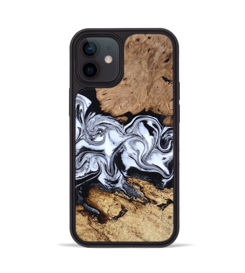 iPhone 12 Wood Phone Case - Aditya (Black & White, 818478)