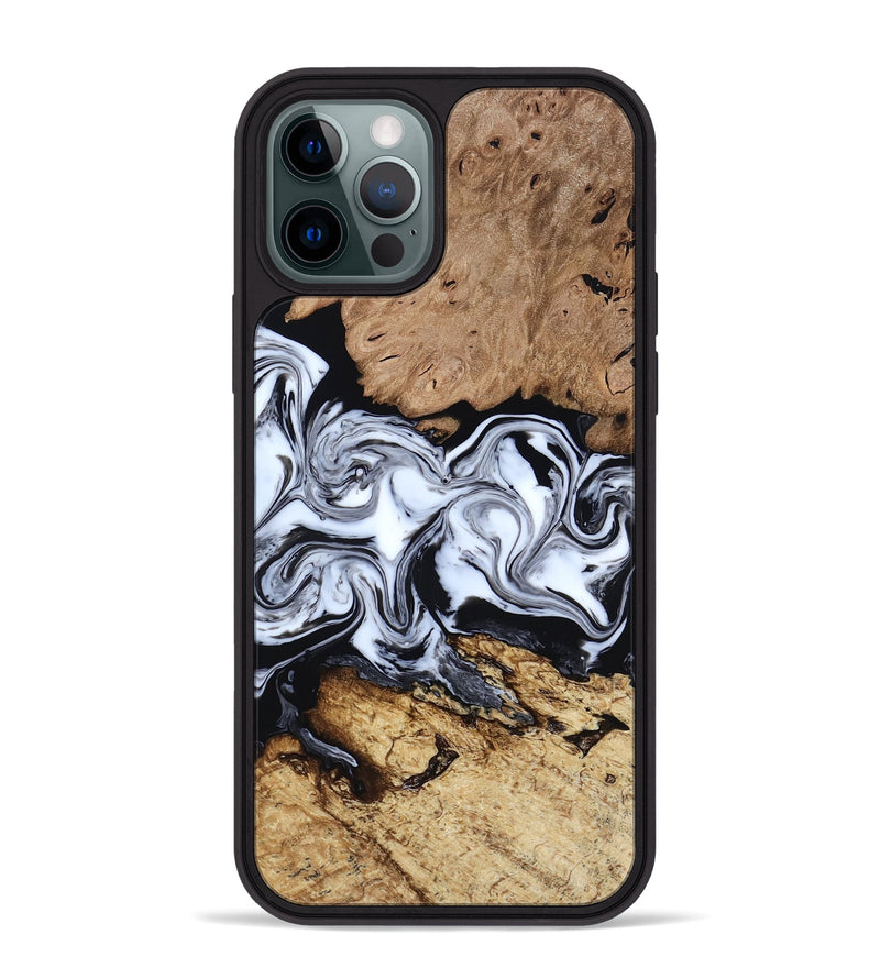 iPhone 12 Pro Max Wood Phone Case - Aditya (Black & White, 818478)