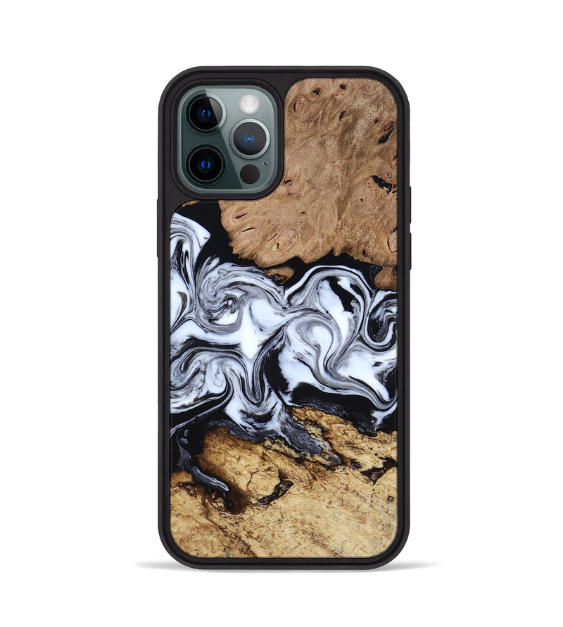 iPhone 12 Pro Wood Phone Case - Aditya (Black & White, 818478)