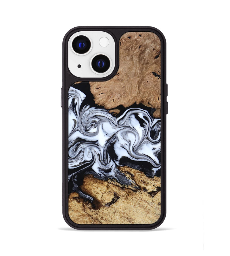 iPhone 13 Wood Phone Case - Aditya (Black & White, 818478)