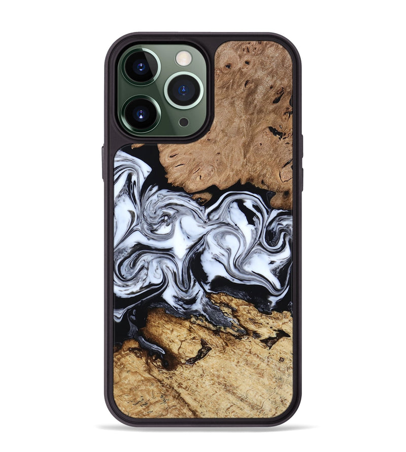 iPhone 13 Pro Max Wood Phone Case - Aditya (Black & White, 818478)