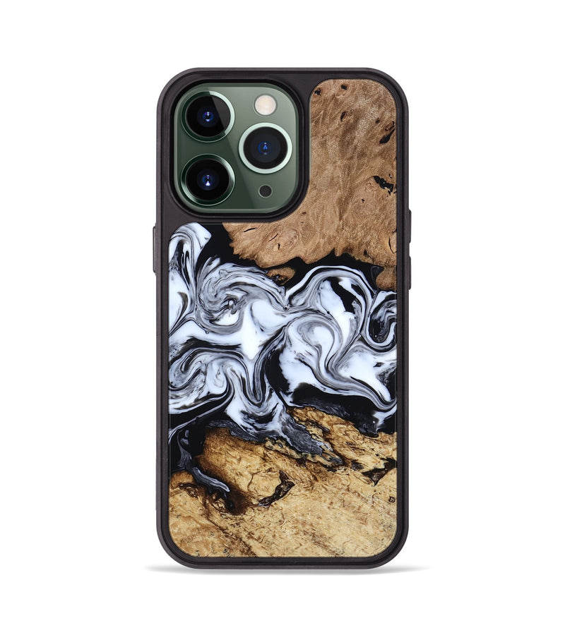 iPhone 13 Pro Wood Phone Case - Aditya (Black & White, 818478)