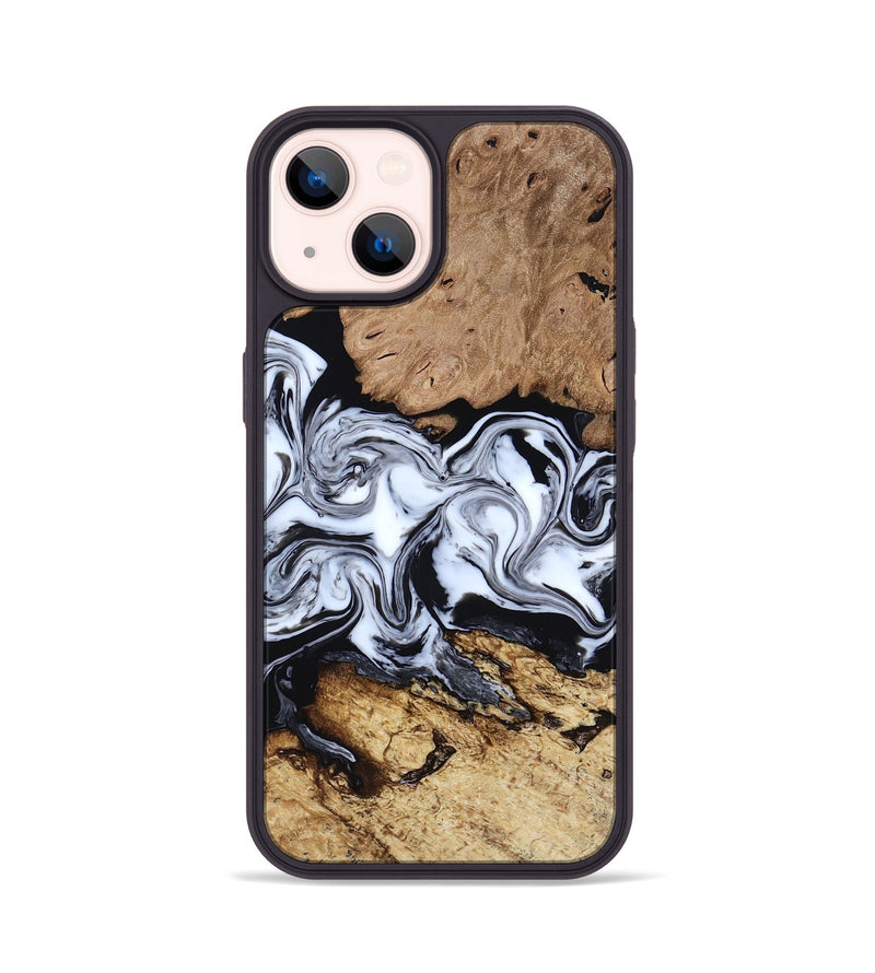 iPhone 14 Wood Phone Case - Aditya (Black & White, 818478)