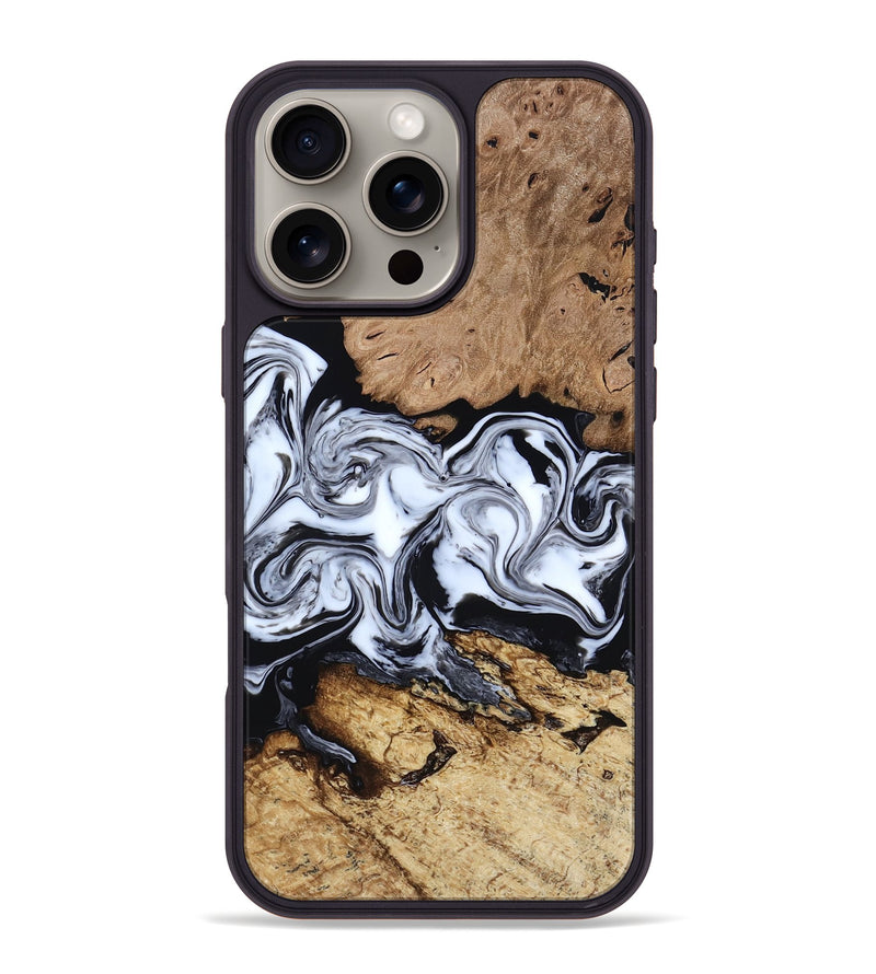iPhone 16 Pro Max Wood Phone Case - Aditya (Black & White, 818478)