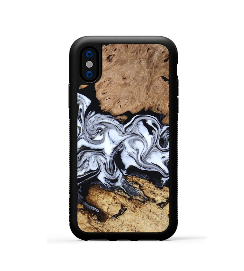 iPhone Xs Wood Phone Case - Aditya (Black & White, 818478)