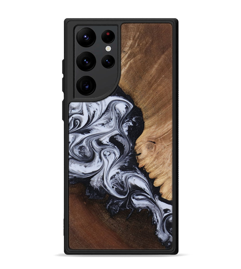 Galaxy S22 Ultra Wood Phone Case - Myrtis (Black & White, 818479)