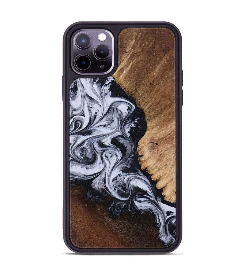 iPhone 11 Pro Max Wood Phone Case - Myrtis (Black & White, 818479)