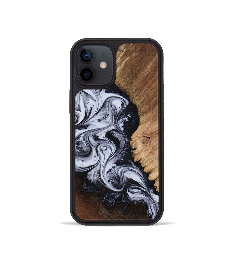 iPhone 12 mini Wood Phone Case - Myrtis (Black & White, 818479)
