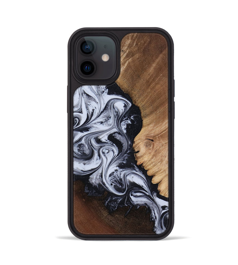 iPhone 12 Wood Phone Case - Myrtis (Black & White, 818479)