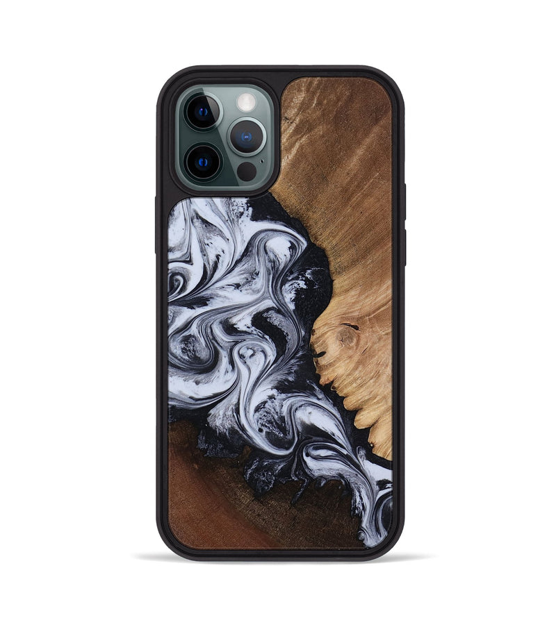 iPhone 12 Pro Wood Phone Case - Myrtis (Black & White, 818479)