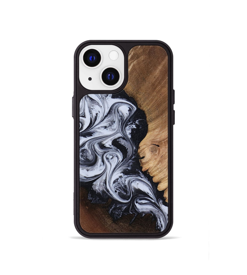 iPhone 13 mini Wood Phone Case - Myrtis (Black & White, 818479)