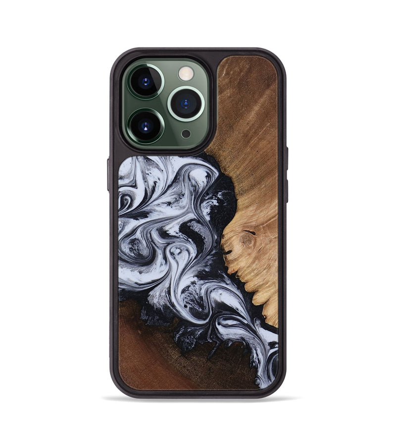 iPhone 13 Pro Wood Phone Case - Myrtis (Black & White, 818479)