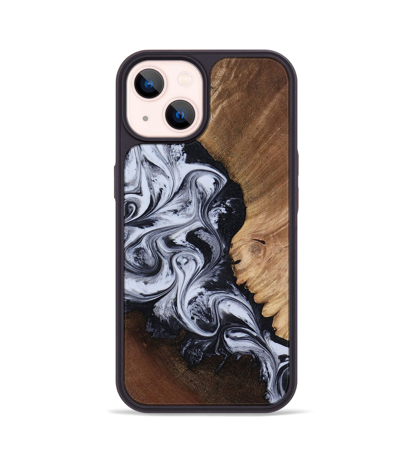 iPhone 14 Wood Phone Case - Myrtis (Black & White, 818479)