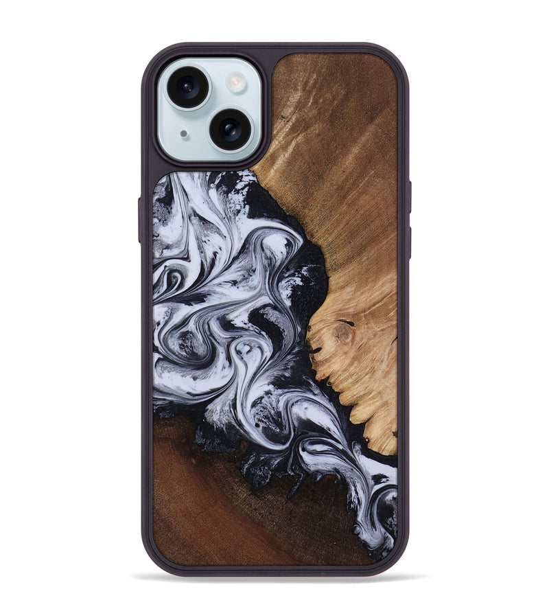 iPhone 15 Plus Wood Phone Case - Myrtis (Black & White, 818479)