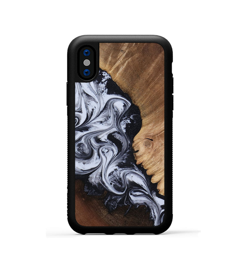 iPhone Xs Wood Phone Case - Myrtis (Black & White, 818479)
