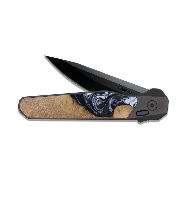 EDC Dark Slate Wood Pocket Knife - Zana (Black & White, 818480)