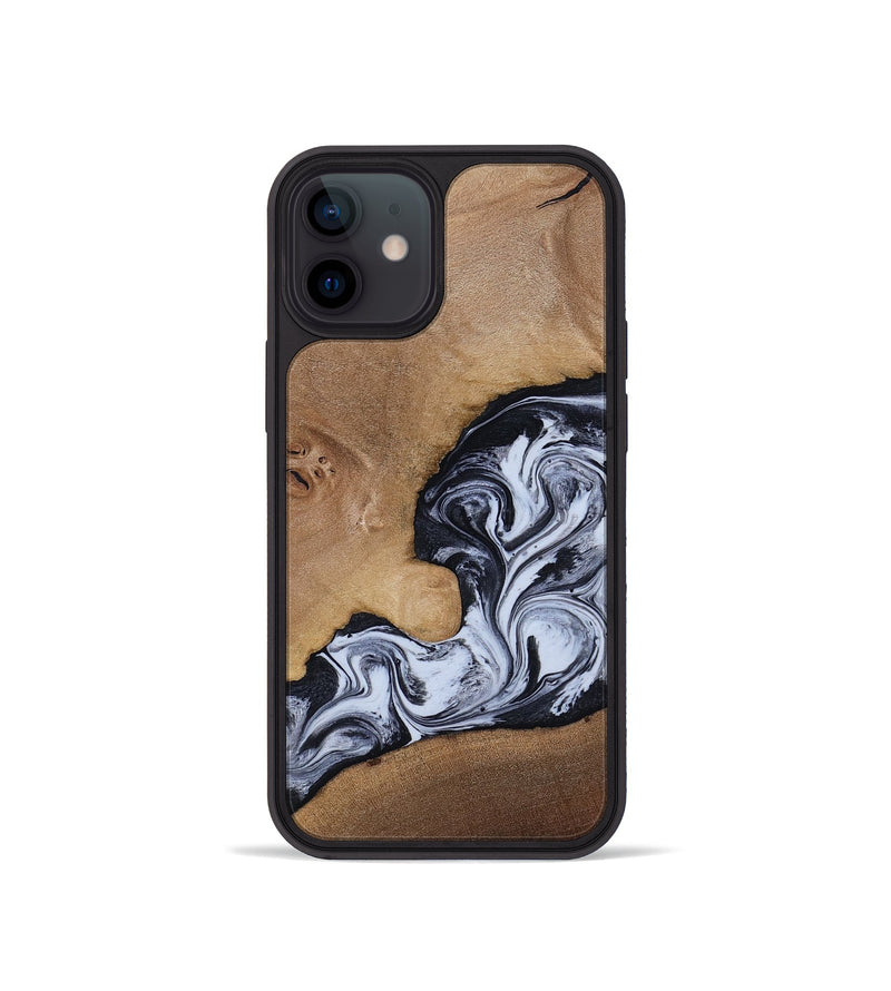 iPhone 12 mini Wood Phone Case - Zana (Black & White, 818480)