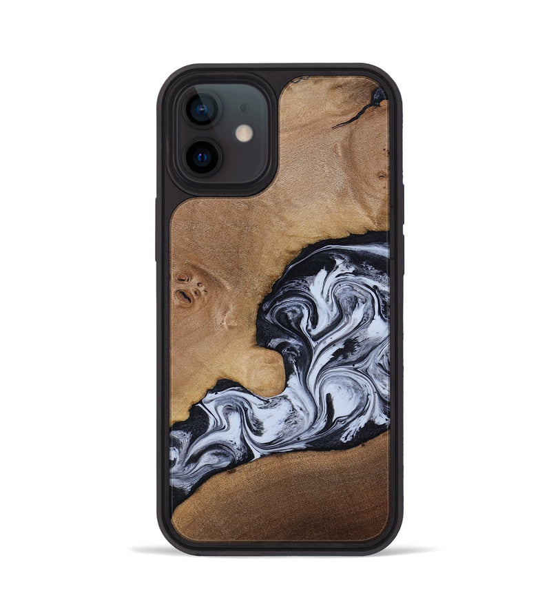 iPhone 12 Wood Phone Case - Zana (Black & White, 818480)