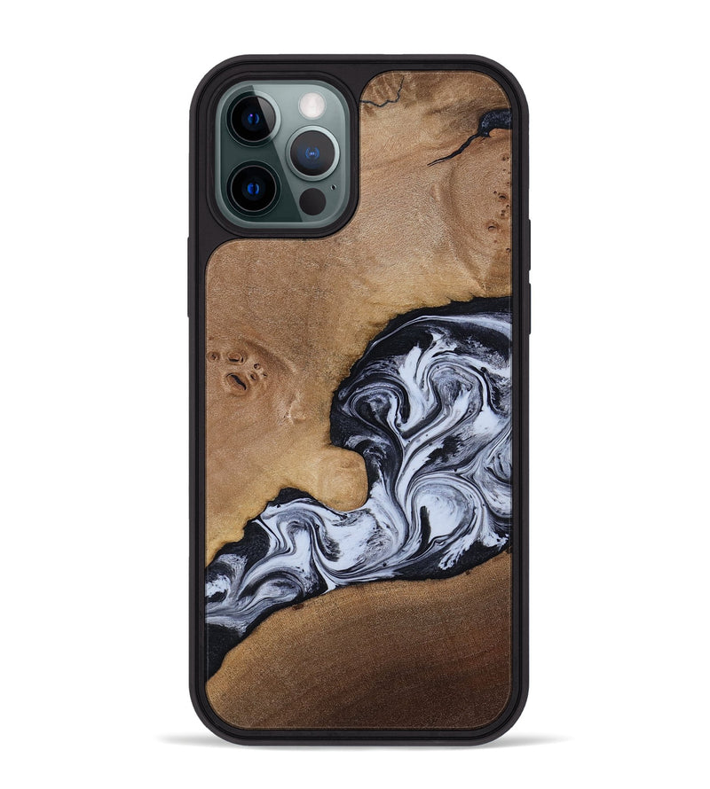 iPhone 12 Pro Max Wood Phone Case - Zana (Black & White, 818480)