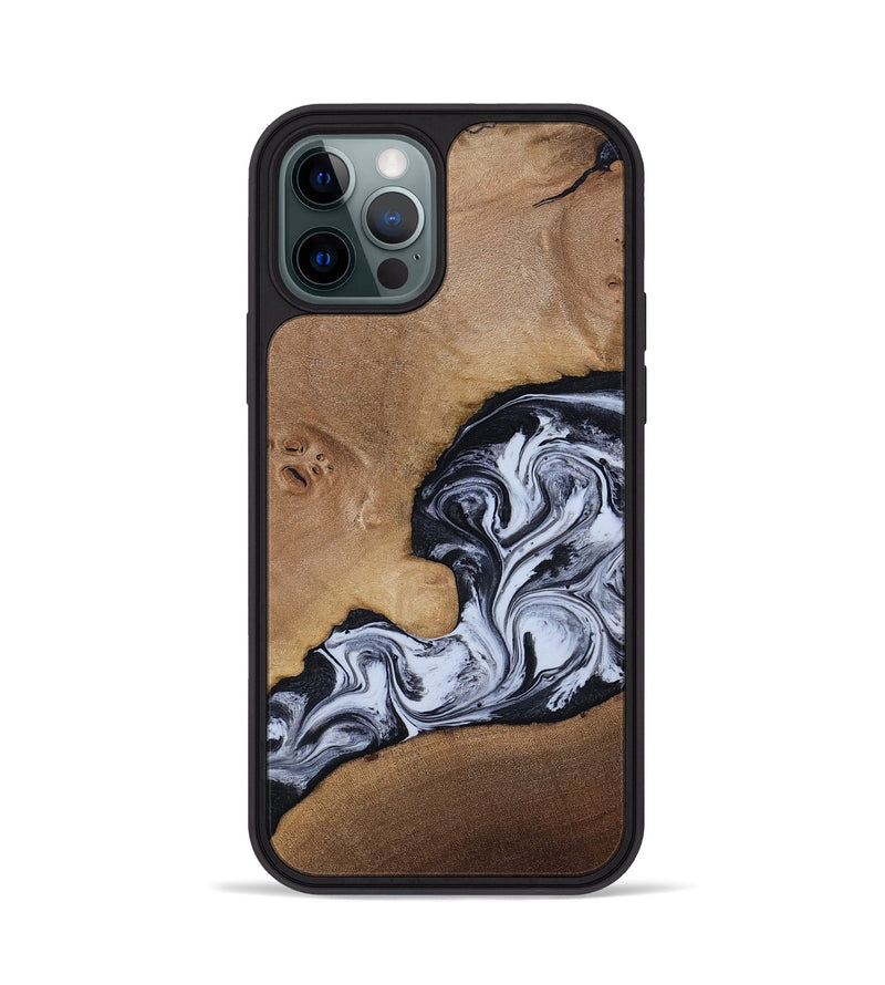 iPhone 12 Pro Wood Phone Case - Zana (Black & White, 818480)